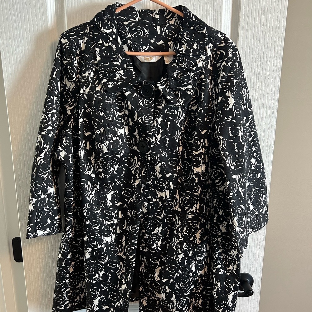 Stylish Black and White Floral Jacket